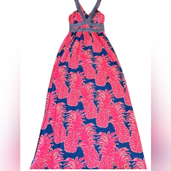 NWT Lilly Pulitzer Taryn Blue Haven Little Flamenco Engineered Maxi Dress - Picture 3 of 6